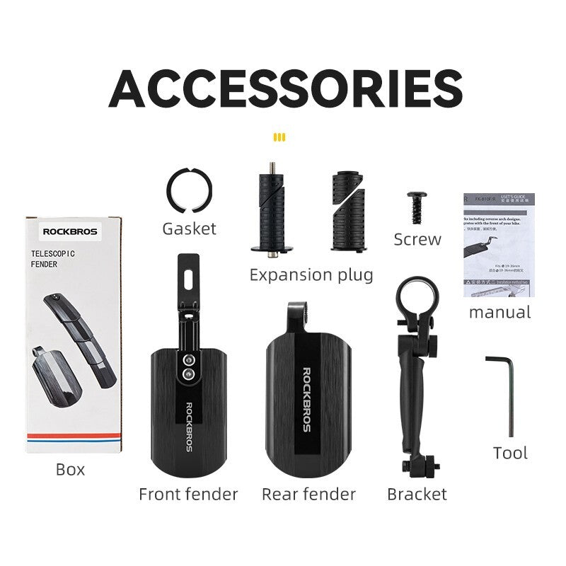 Retractable Bike Fender Set - Front and Rear Mudguards for Cycling