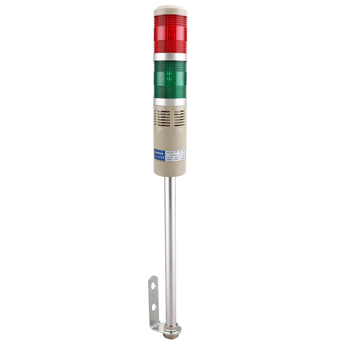 Industrial LED Signal Tower Light with Buzzer 12V DC Warning Indicator