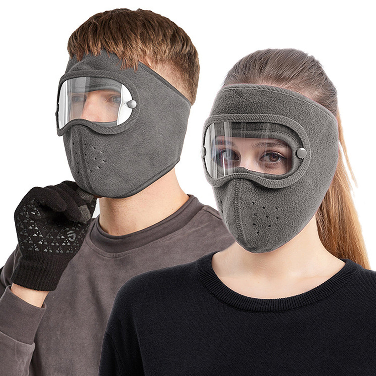 Windproof Fleece Winter Balaclava Face Mask with Anti-Fog Goggles