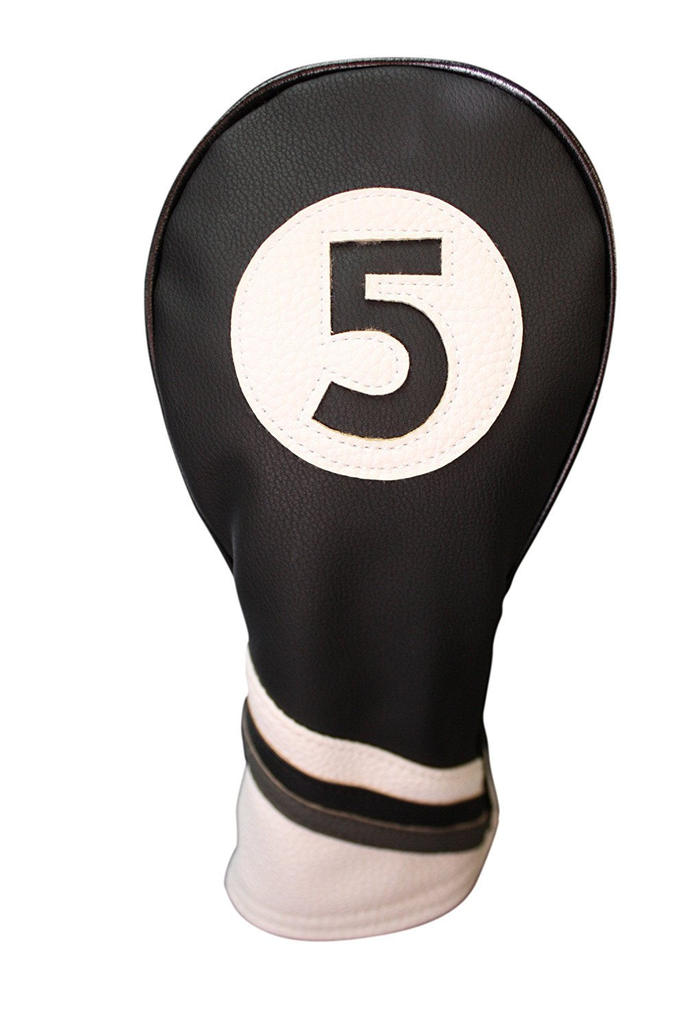Golf Headcover Set for Driver and Fairway Woods - Black & White Leather Style
