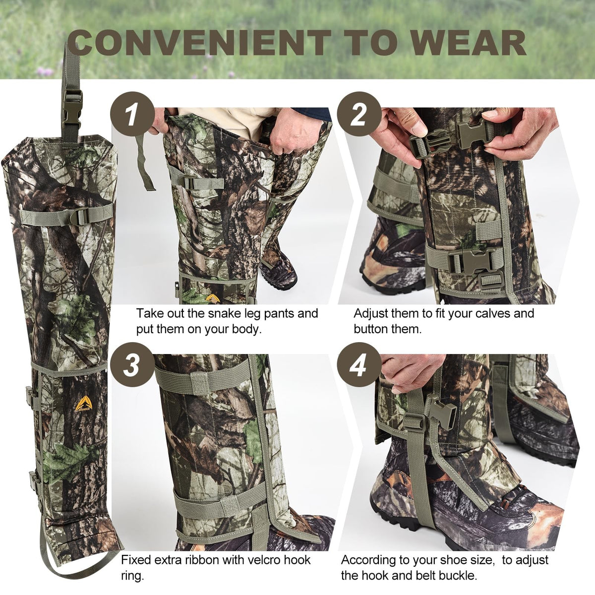 Waterproof Snake Bite Protection Chaps for Hunting | Adjustable Gaiters