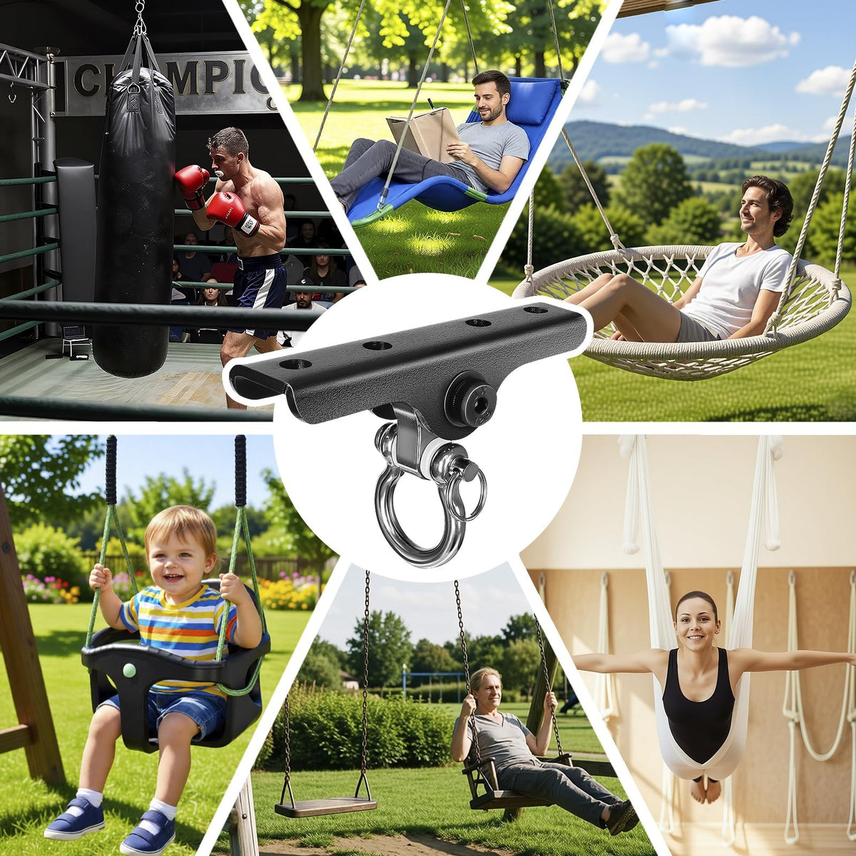 Heavy Punching Bag Wall Mount Hanger with 180° Swing for Gym & Training