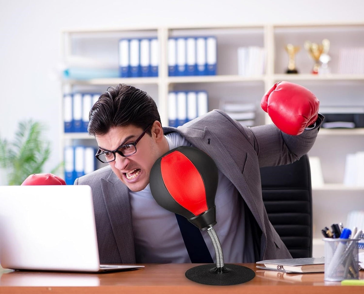 Desk Stress Relief Punching Bag with Pump - Stress Buster Toy for Office & Home