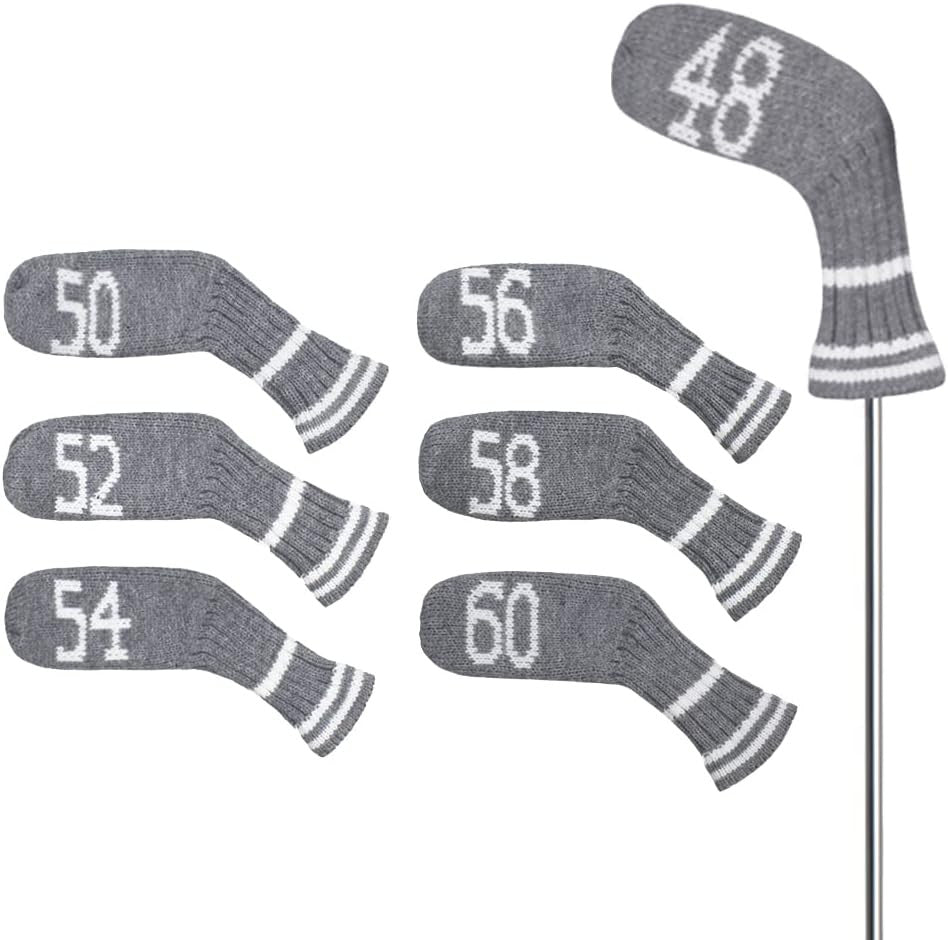 7 Pcs Knitted Golf Head Covers Set for Irons Wedges - Club Protection