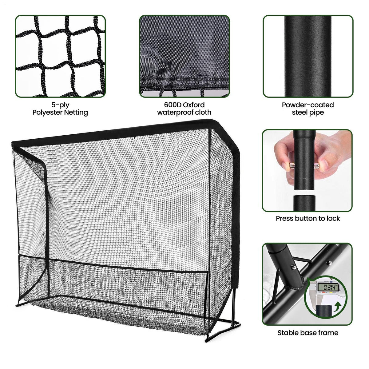 Heavy Duty 10x11ft Golf Practice Net with Target Cloth for Backyard & Indoor Use
