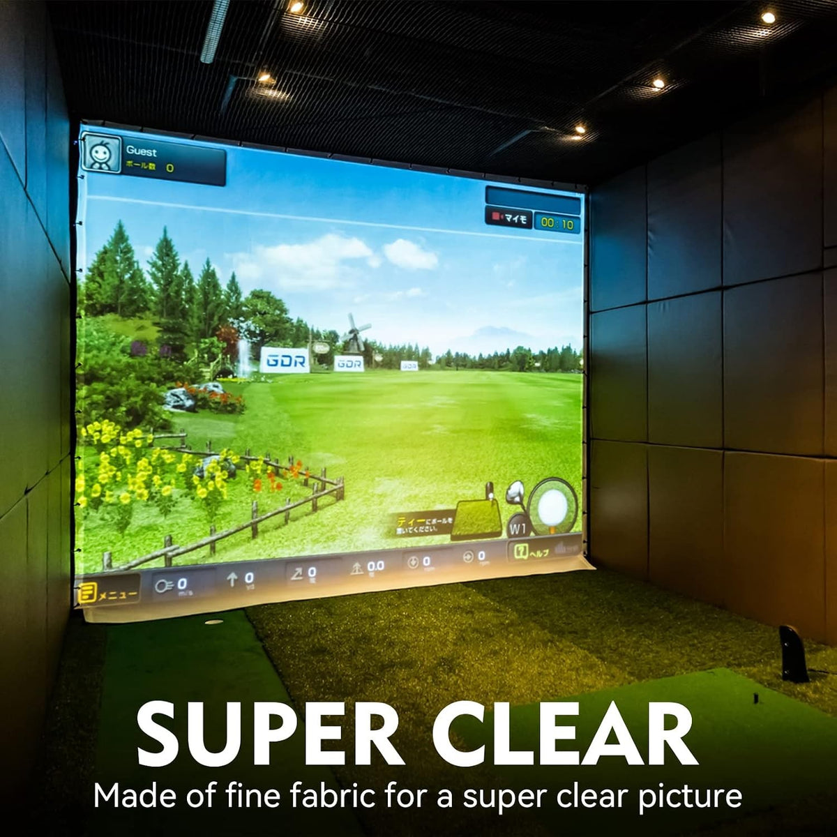 7mm Thickened Golf Impact Screen for Indoor Golf Simulators - 8.5ft x 8.5ft White Polyester with Grommets