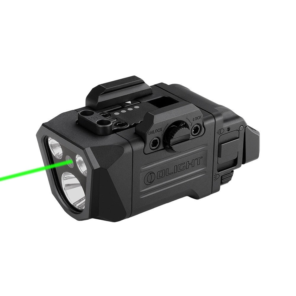 3-in-1 Rail-Mounted Tactical Light with Green Laser, Flood & Spot Brightness
