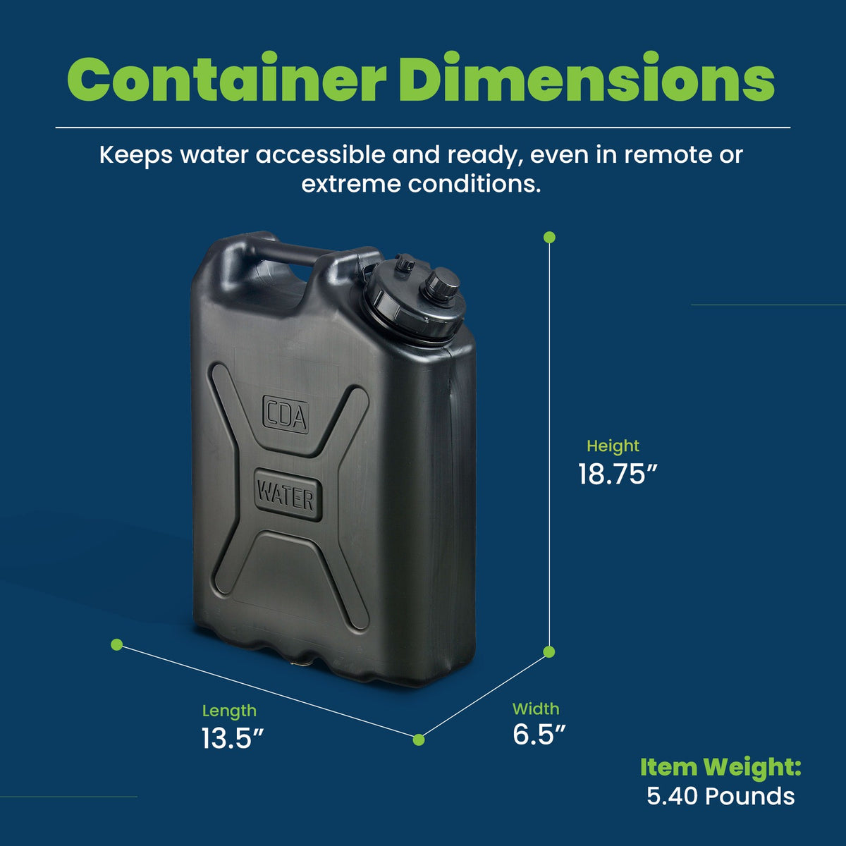 Heavy Duty 5 Gallon Water Container - Military Style HDPE Water Jug