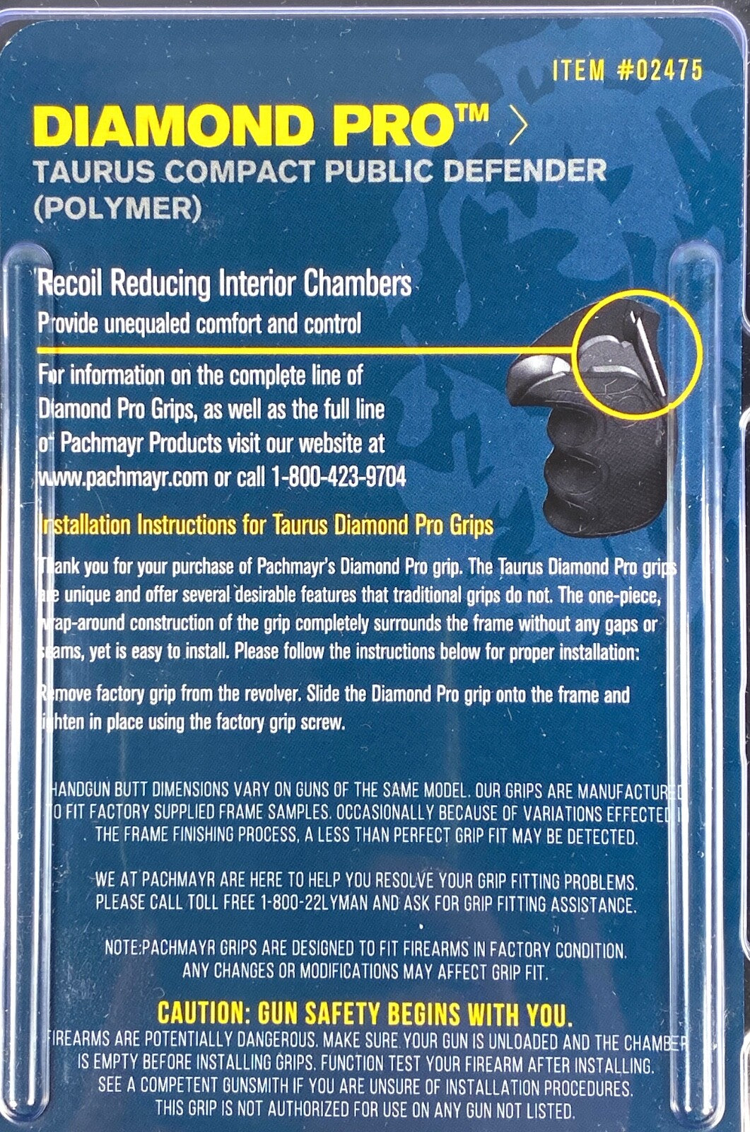 Pachmayr Diamond Pro Recoil-Reducing Grip for Taurus Public Defender Revolvers