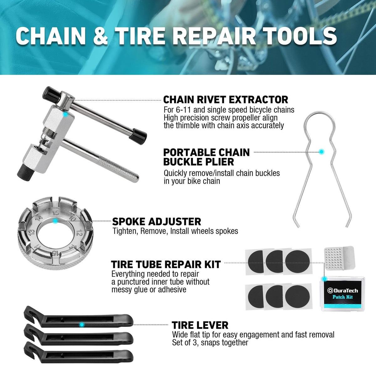 Bike Tool Kit with Storage Box - 31 Pieces Bicycle Repair Tools Set