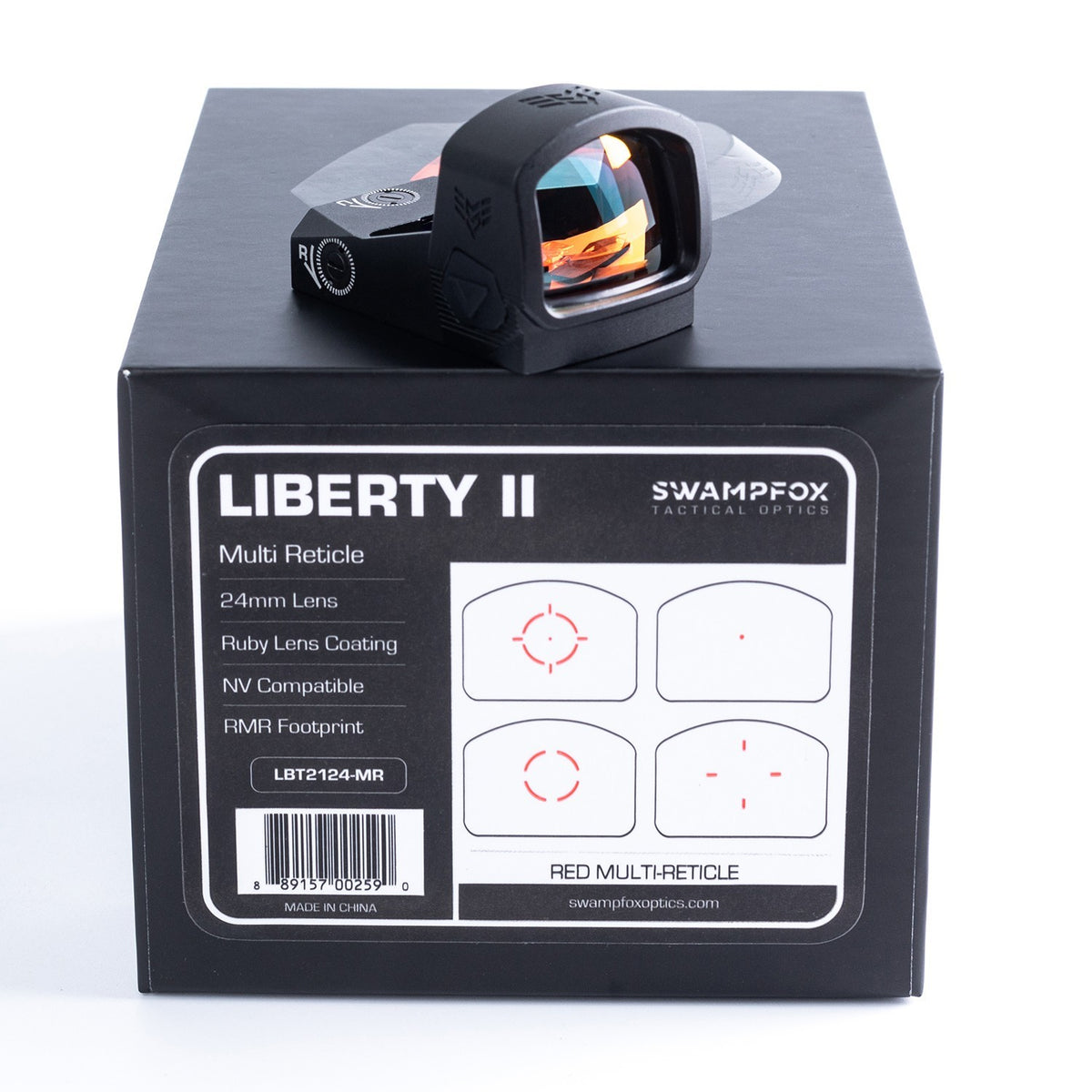 Red & Green Dot Sight with Multi-Reticle for RMR Cut - 3 MOA Dot - Swampfox Liberty 2 II
