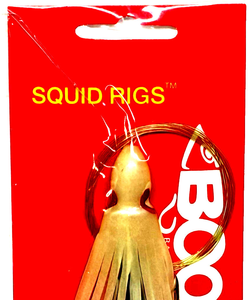 Rigged Glo Squid Baits with Hooks - Large Fish Lure Set, 4.75 Inch, 5 Pack