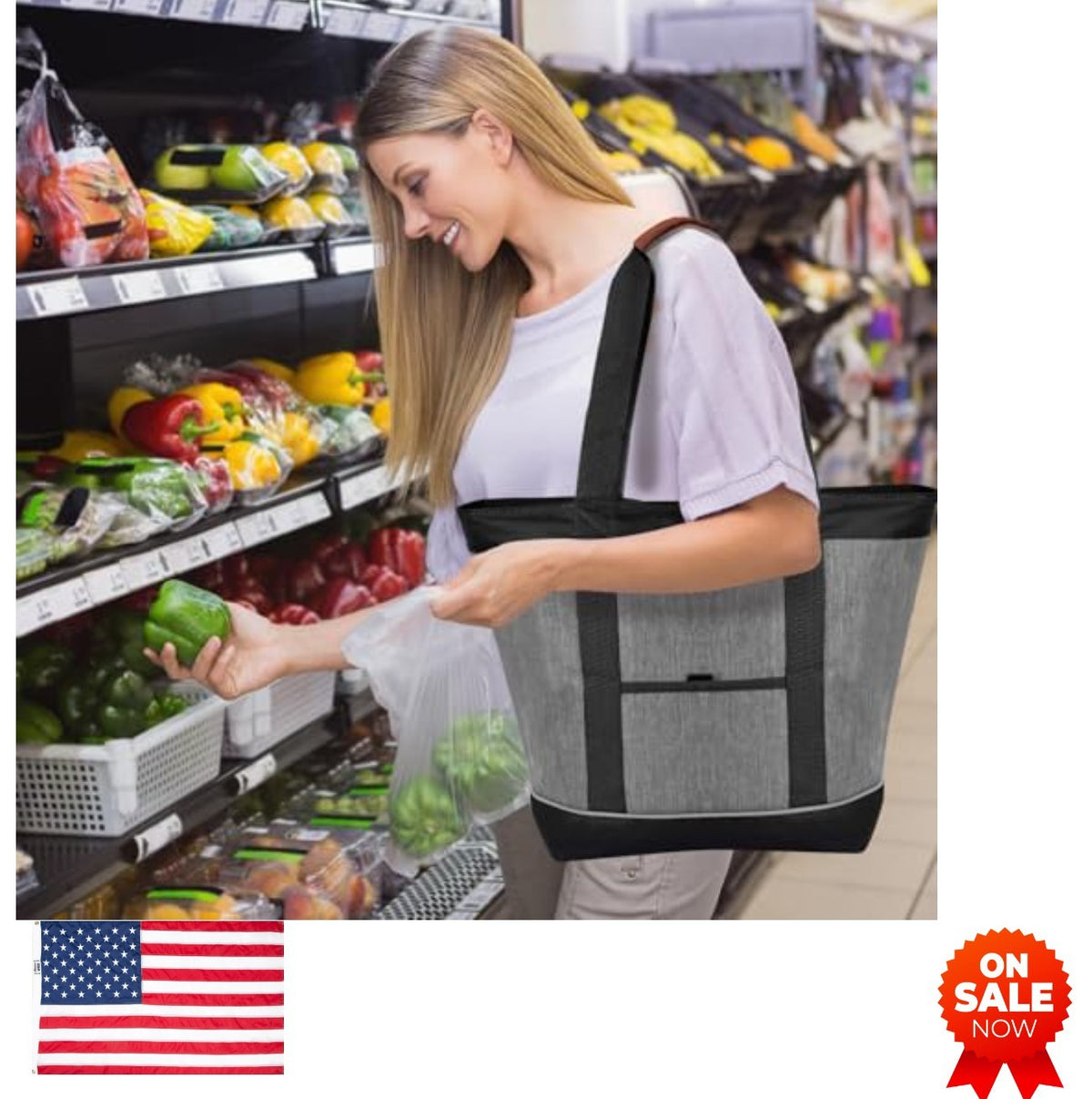 Insulated Cooler Bag 24L, Holds 30 Cans, Leakproof Soft Grocery Travel Beach