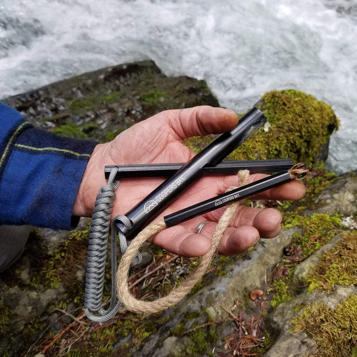 Ferro Rod Fire Starter Kit with Tinder Wick & Paracord Lanyard