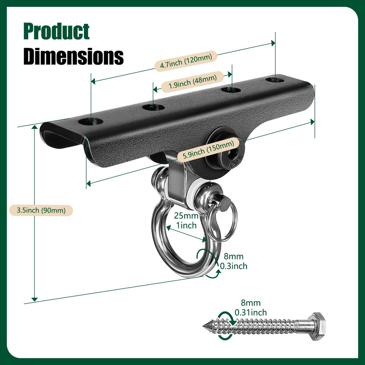 Heavy Punching Bag Wall Mount Hanger with 180° Swing for Gym & Training