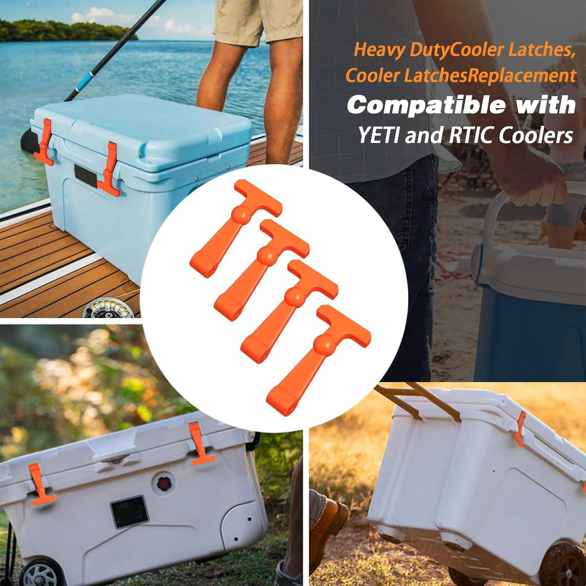 Heavy Duty Cooler Latches Replacement Set for YETI RTIC Coolers, 4 Pack