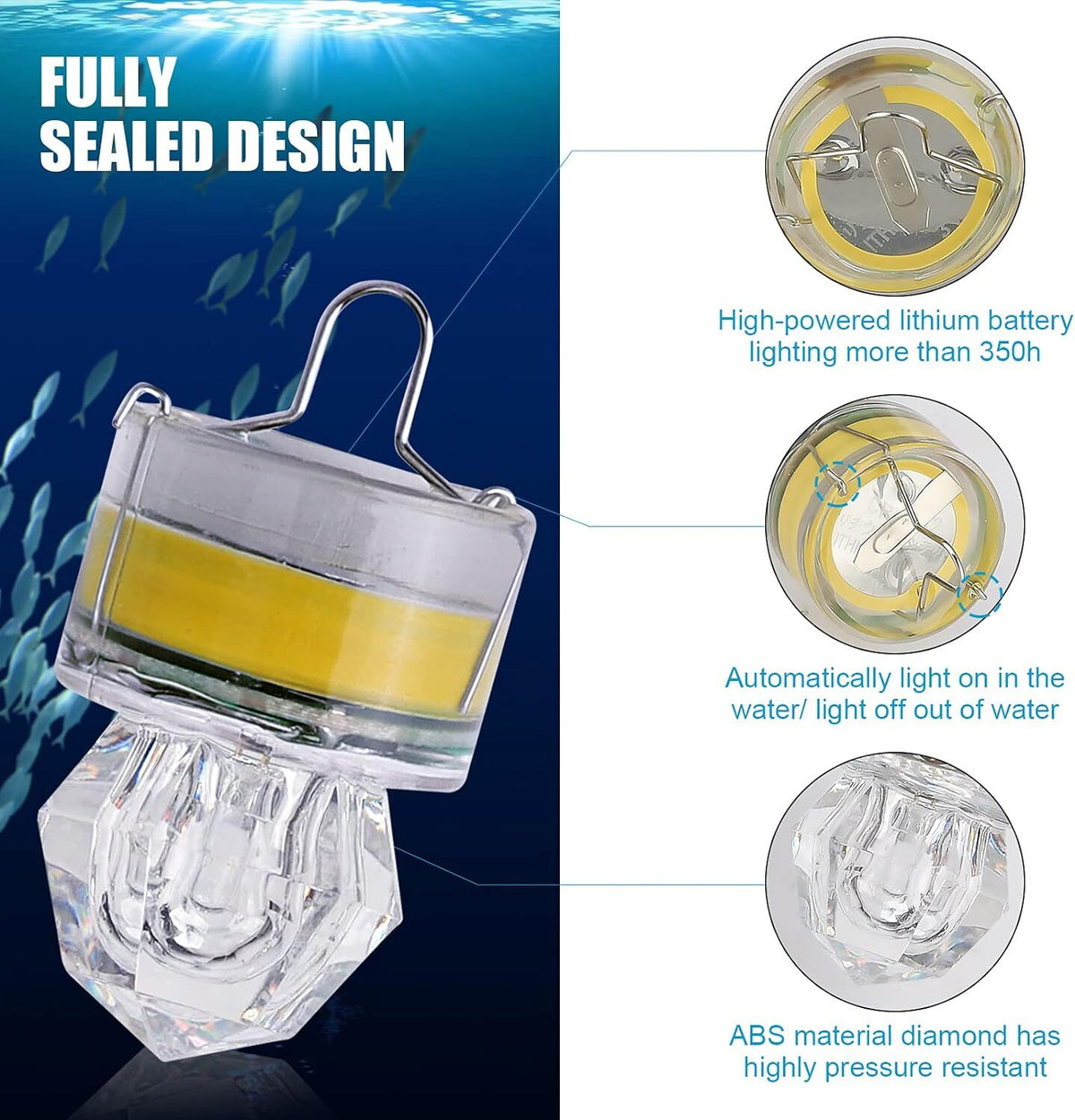 10 Pack Underwater LED Fishing Lights Deep Drop Bait Lure Lamp Multi-Color