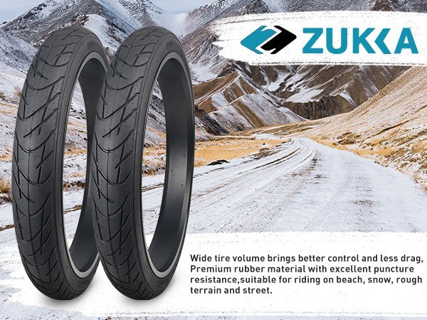26x3 Fat Bike Tires with 2 Inner Tubes - Durable Off-Road Electric Bike Tires