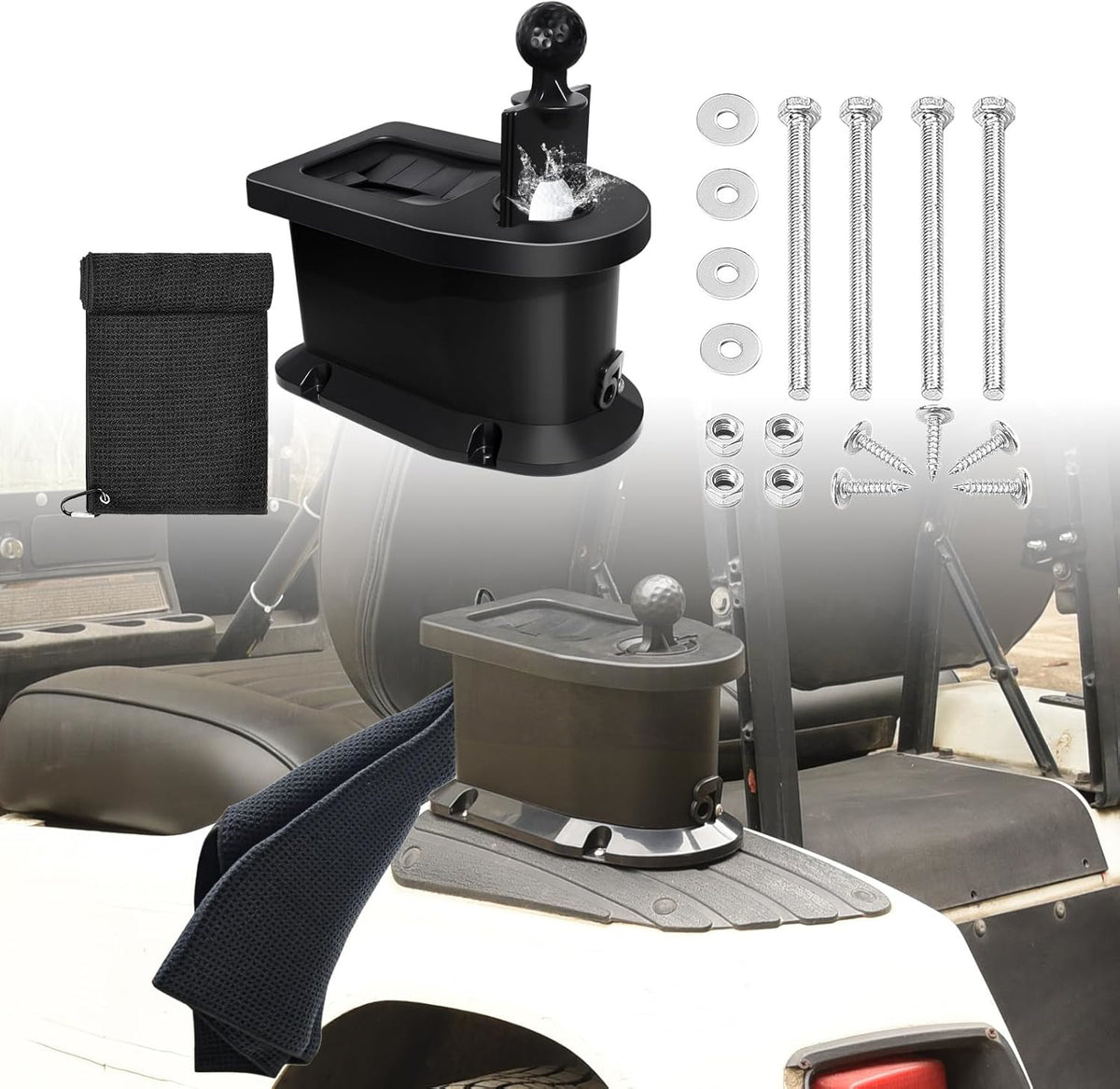 Golf Ball Washer and Club Cleaner Kit with Towel | Universal Golf Accessory