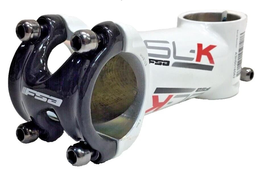 FSA SL‑K Bicycle Stem 100mm 31.8mm Clamp Alloy & Carbon Faceplate White