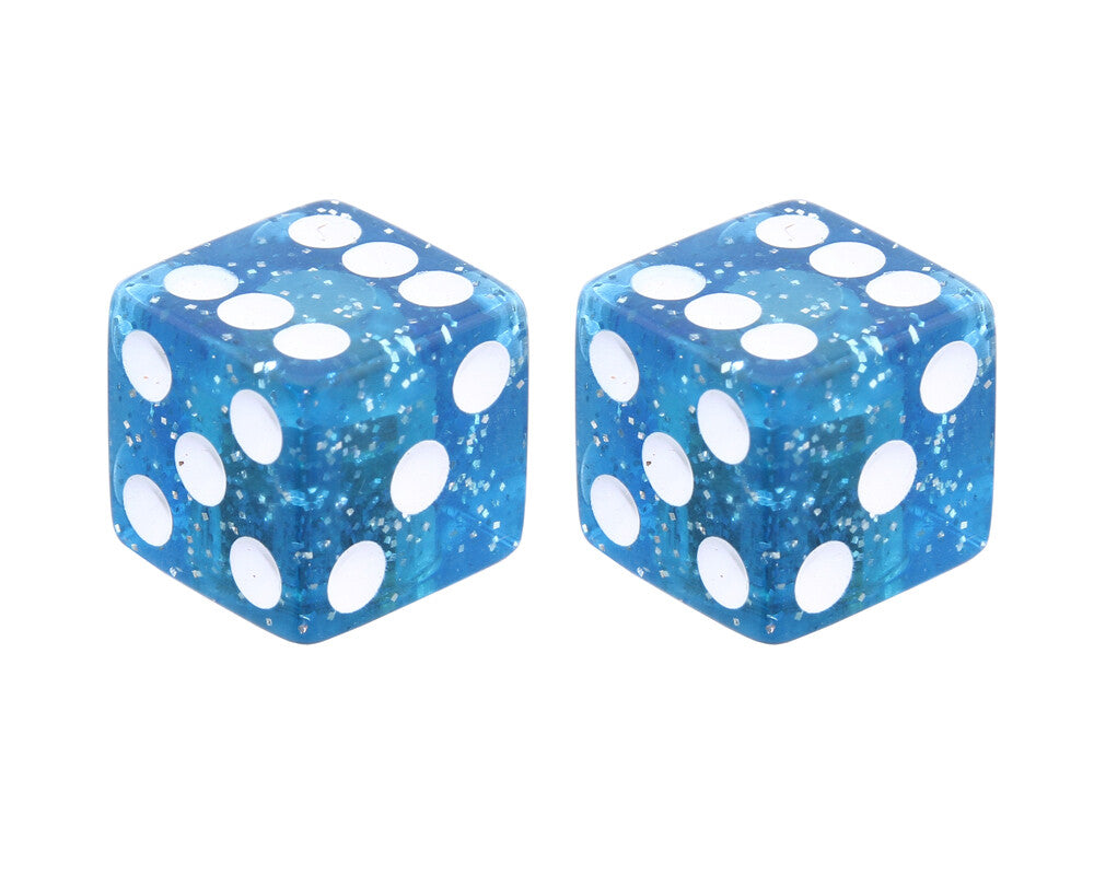 Glitter Blue Dice Valve Caps for Schrader Valves - Vintage Style