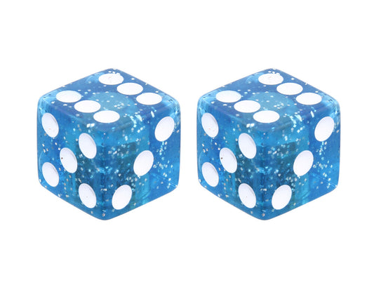 Glitter Blue Dice Valve Caps for Schrader Valves - Vintage Style