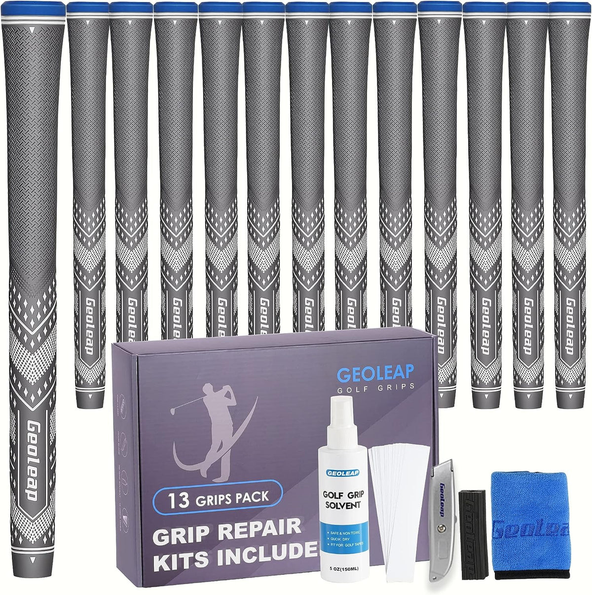 Golf Grip Set of 13 - Soft Taper-Reduced Design for Better Traction & Control