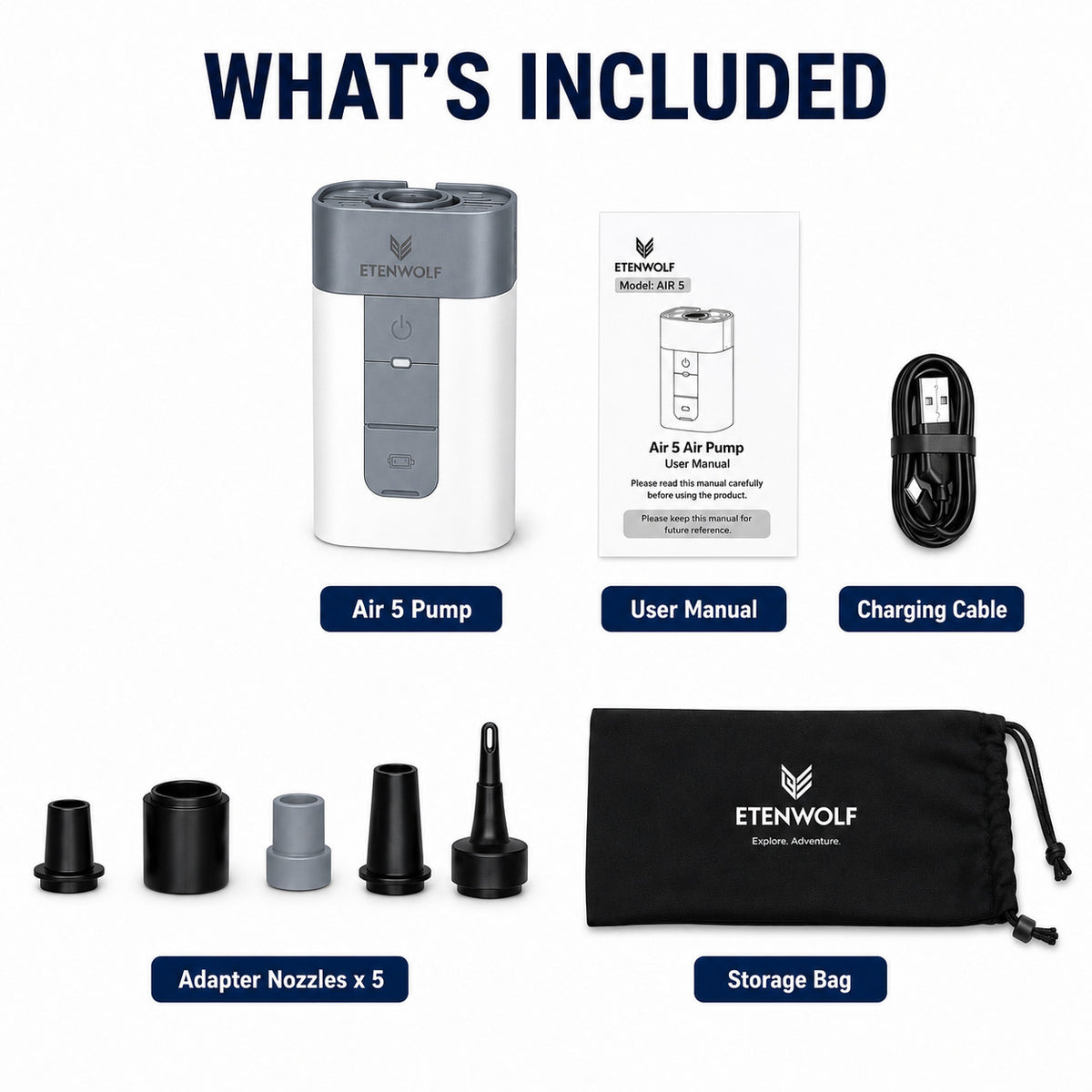Rechargeable Electric Air Pump for Inflatable Items, Portable