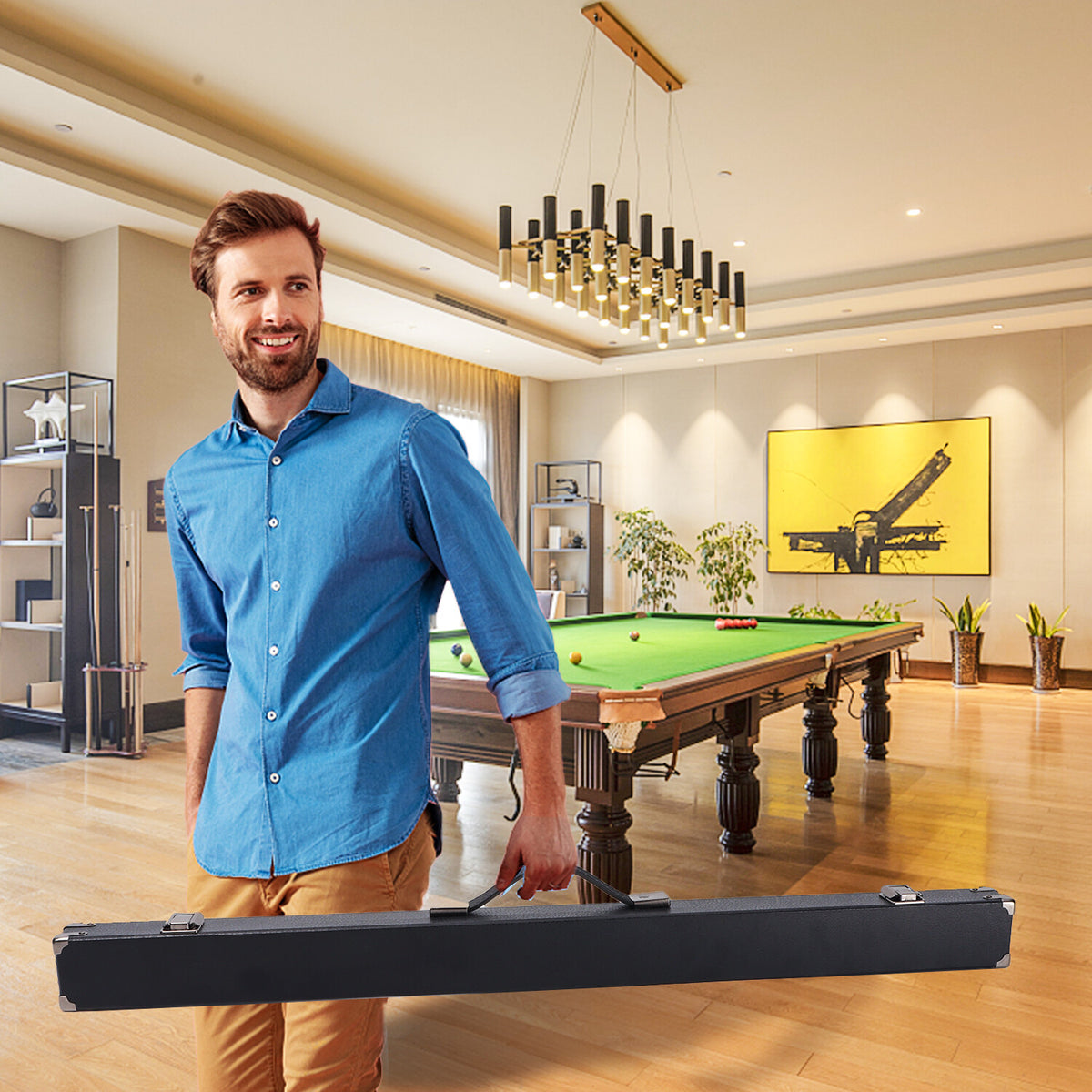 Hard Cue Box for Pool Cues – Holds 1 Butt & 1 Shaft, 58in Cues, Leatherette Case
