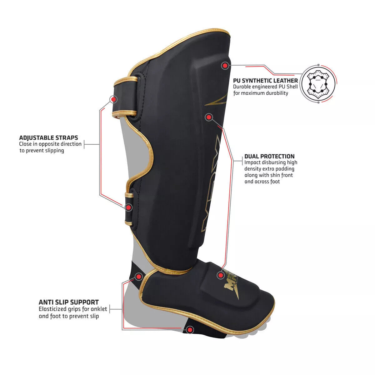 MMA Shin Guards Instep Pads with Extra Padding for Boxing Muay Thai Training