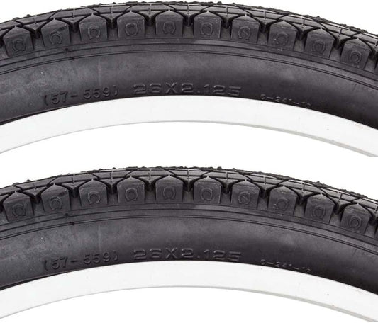 Urban Beach Cruiser Bike Tire Pair 26x2.125 Black Street Style