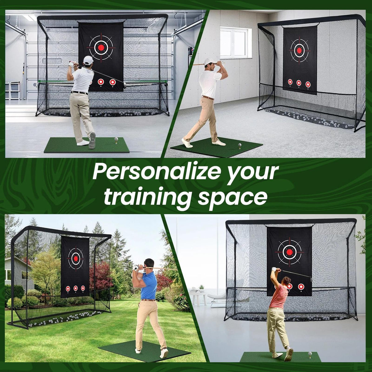 Heavy Duty 10x11ft Golf Practice Net with Target Cloth for Backyard & Indoor Use