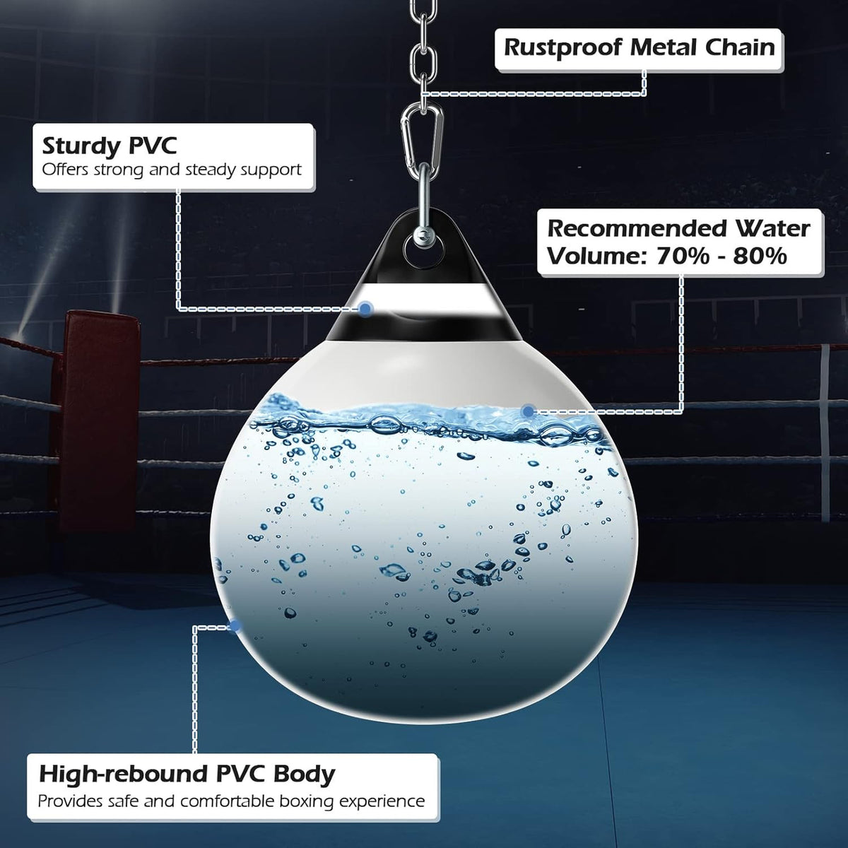 Heavy Punching Bag with Water Fillable Design - 21'' 180lb / 18'' 110lb MMA Boxing Equipment
