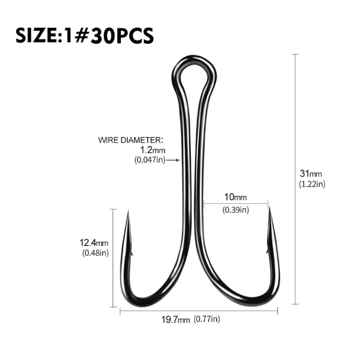 Double Fishing Hooks Carbon Steel Durable Toad Frog Hook Set - Multiple Sizes