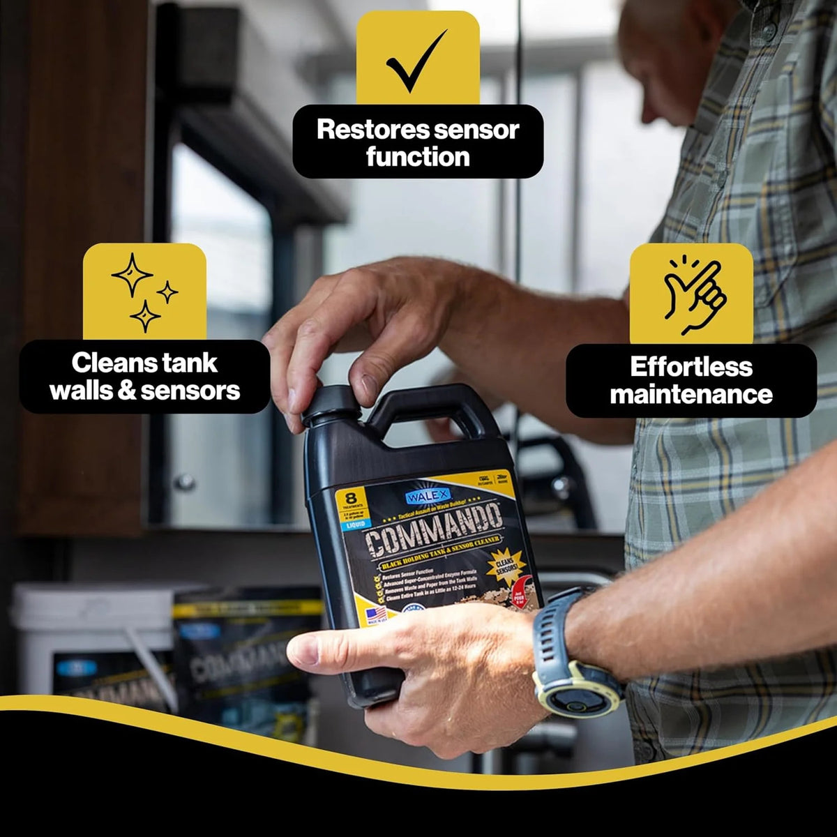 RV Black Holding Tank & Sensor Cleaner Liquid - Waste & Paper Buildup Removal