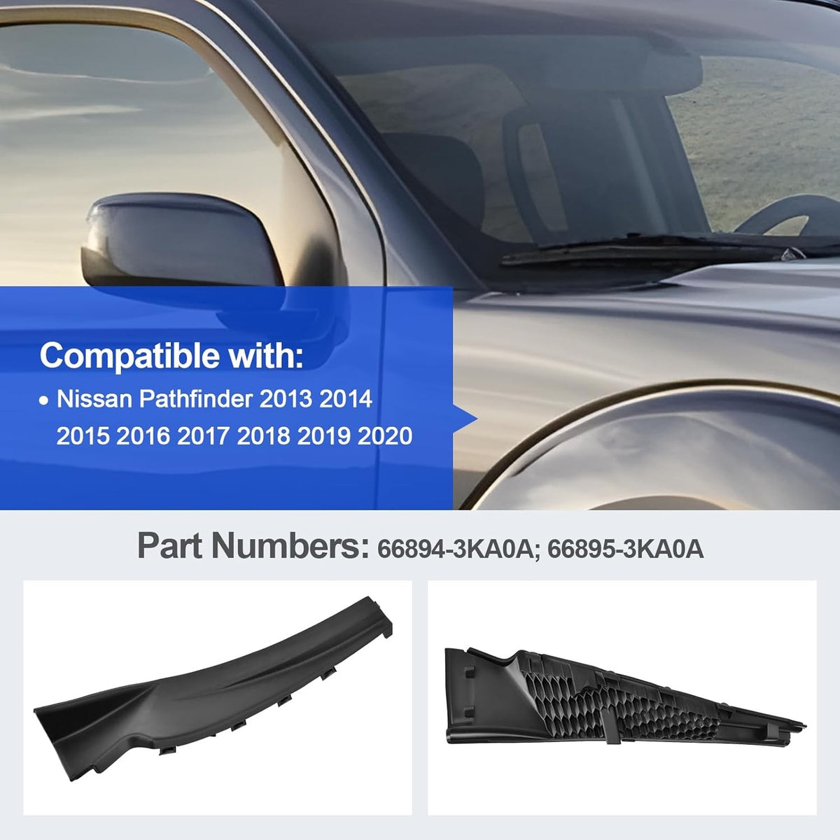Windshield Wiper Cowl Cover Extension Panel for Nissan Pathfinder 2013-2020