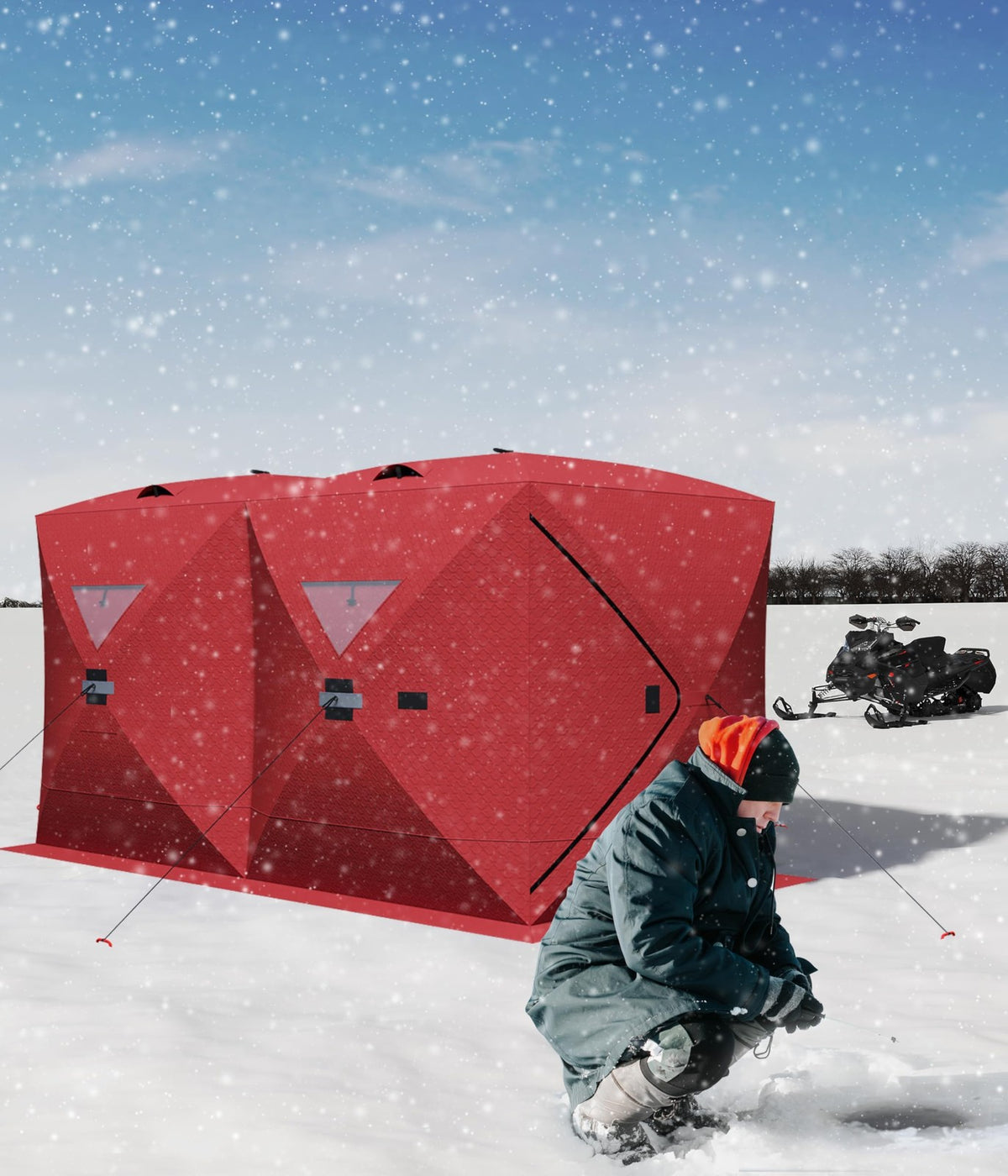 Insulated Pop Up Ice Fishing Shelter for 4-6 People, 210D Oxford Fabric