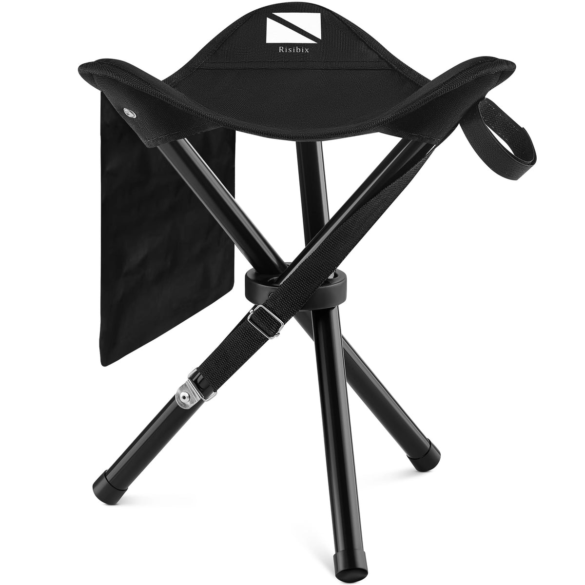 Foldable Tripod Stool 13.4" Portable Camping Seat with Mesh Pocket