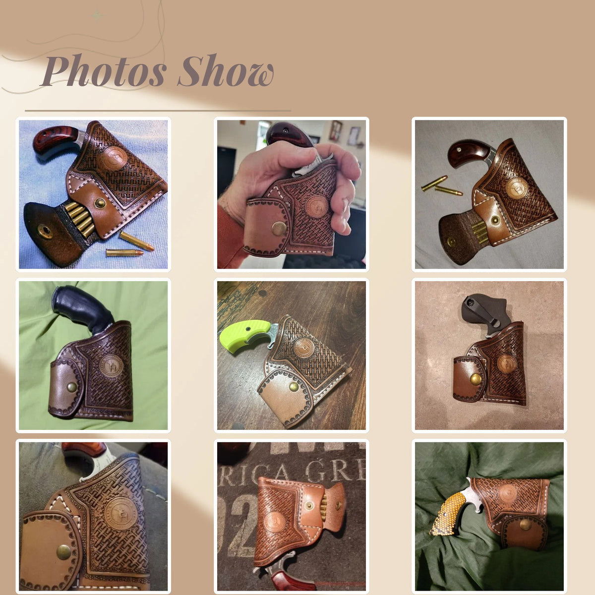 Leather Gun Holster for Mini Revolvers IWB OWB Concealed Carry