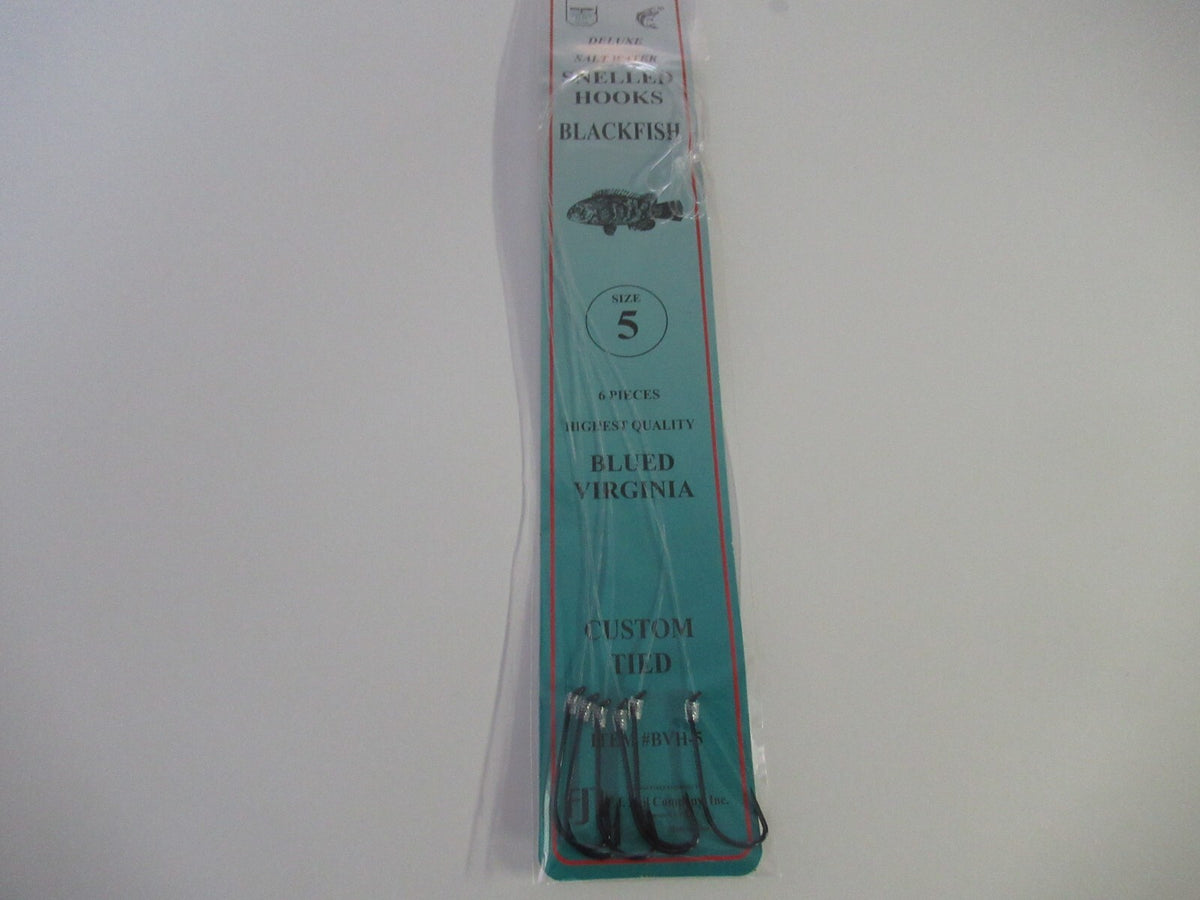 Bulk Snelled Fish Hooks for Virginia & Blackfish - Assorted Sizes, 72 Pack