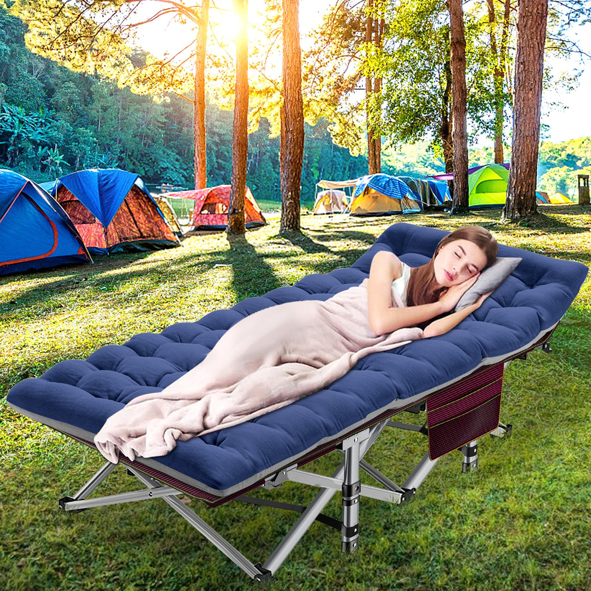 Heavy-Duty Camping Cot for Adults with Soft Detachable Pad & Water-Resistant Frame