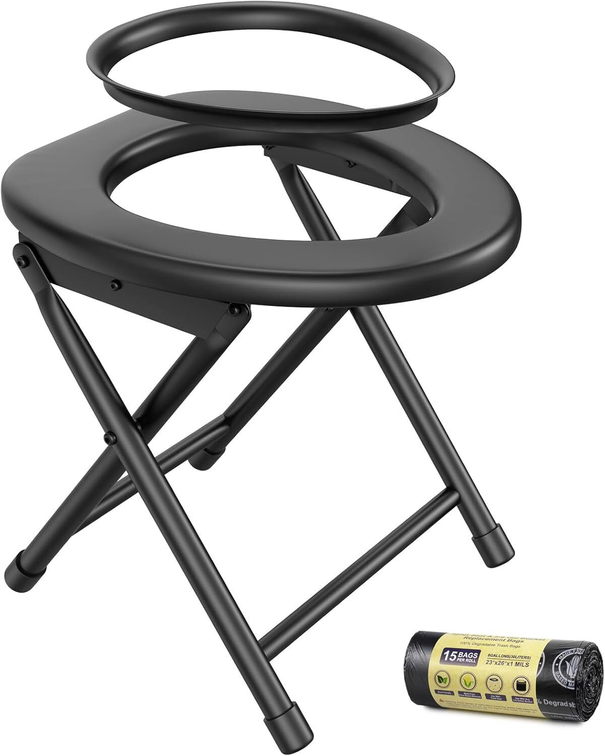 Portable Camping Toilet with 300LBS Capacity, Foldable Travel Toilet