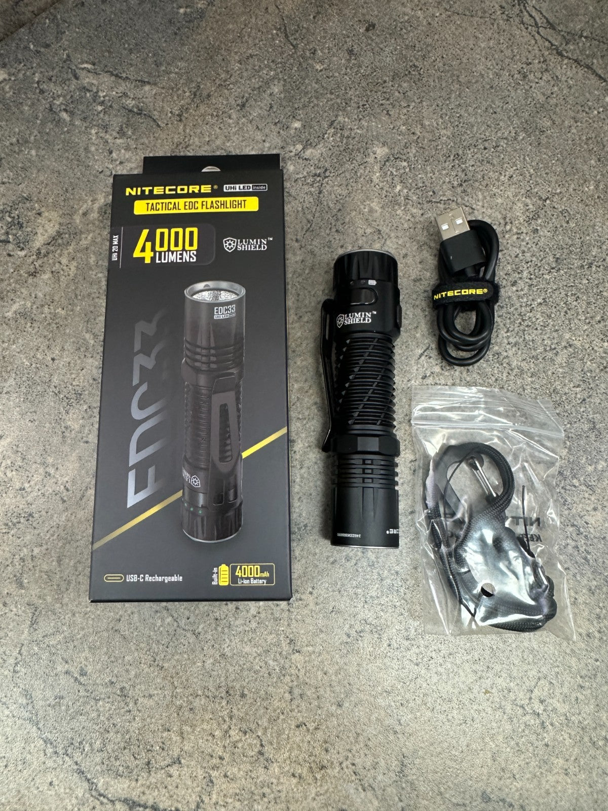 Rechargeable Tactical Flashlight with 4000 Lumens, USB-C Charging