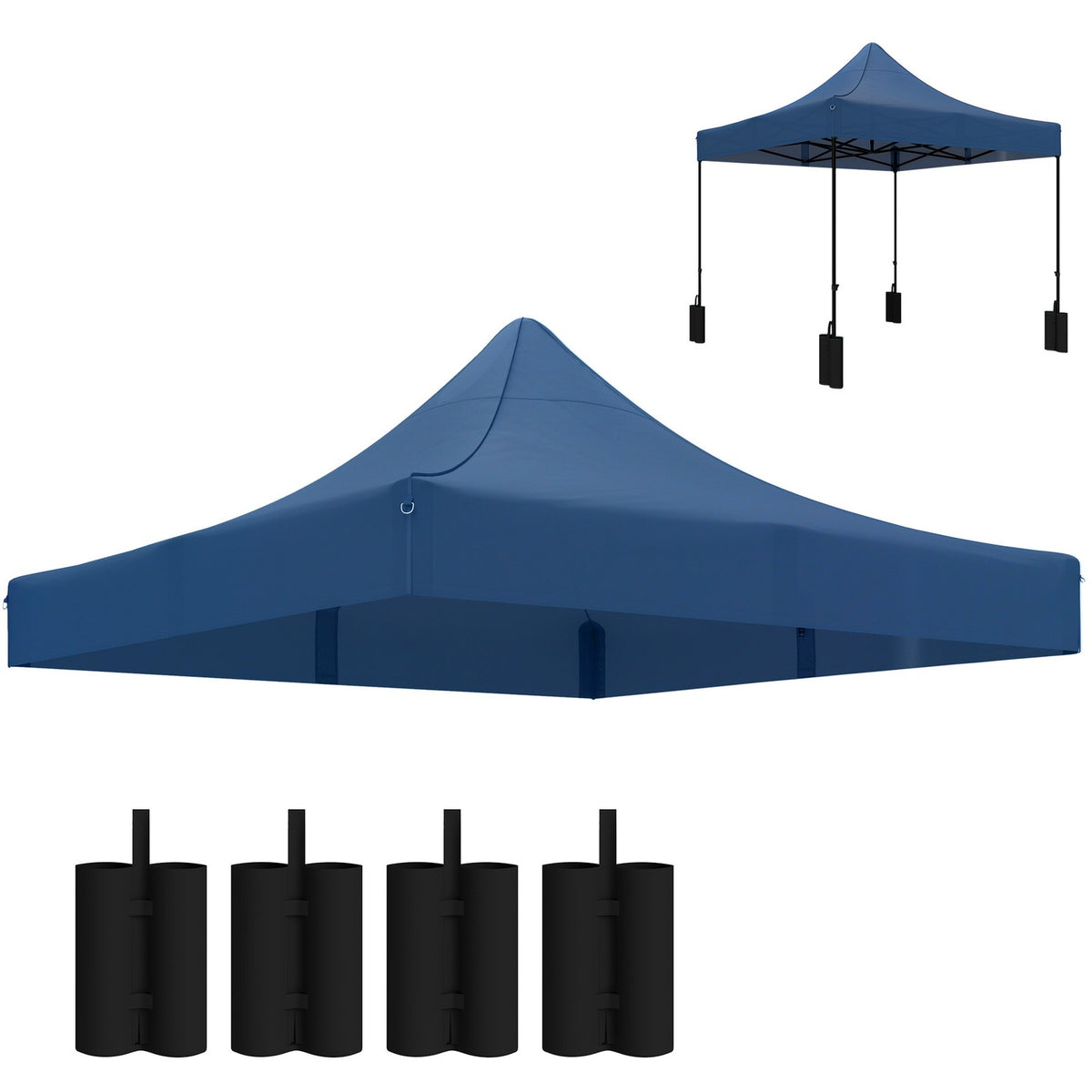 10' x 10' Pop Up Canopy Replacement Top with Weights - Blue