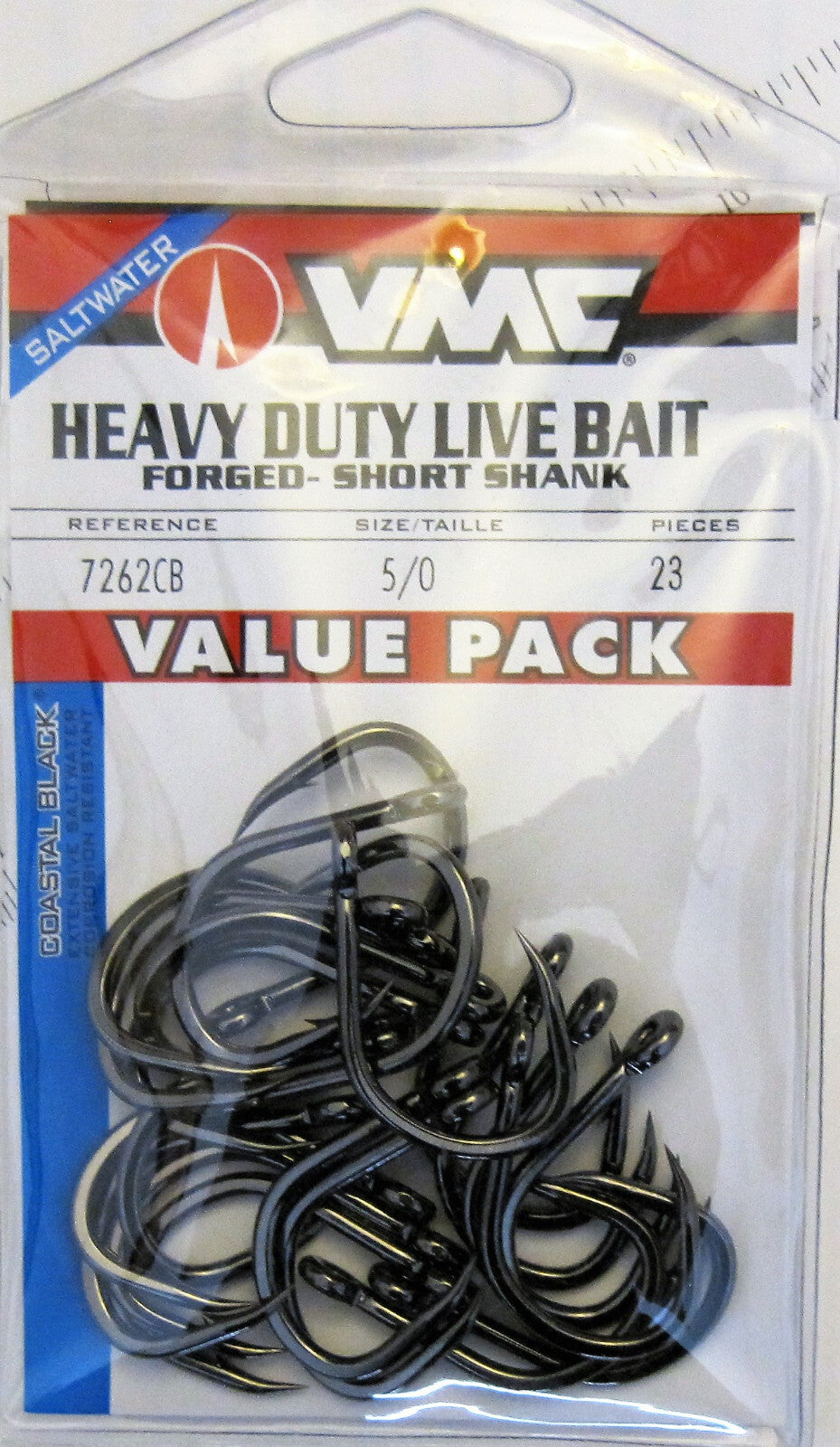 Heavy Duty Live Bait Fish Hooks - Multiple Sizes, Black, 2 Pack