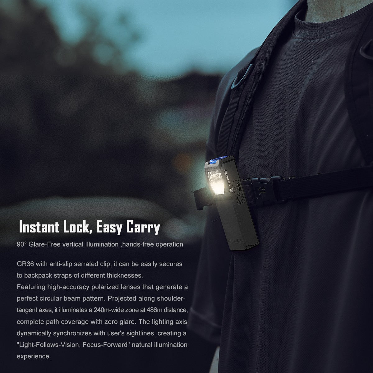 USB-C Rechargeable Clip-On Flashlight with Warm and UV Light - IMALENT GR36 2800 Lumens