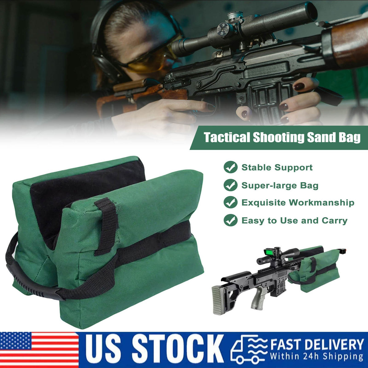 Shooting Range Sand Bag Set Rifle & Shotgun Bench Rest Support