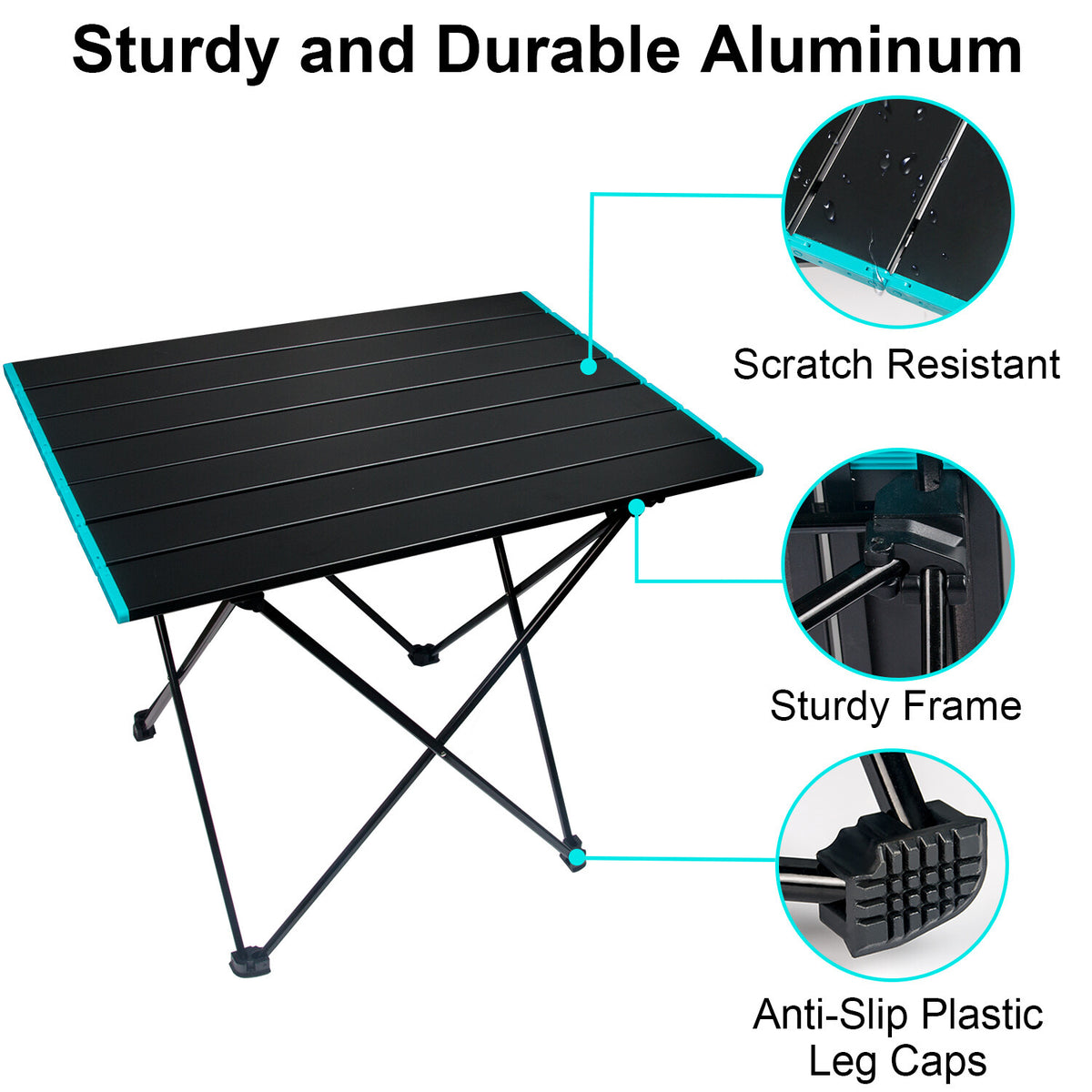 Portable Folding Camping Table Aluminum Outdoor Picnic & BBQ Surface