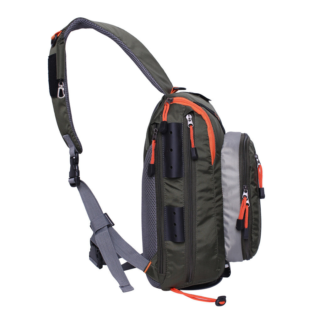 Fly Fishing Sling Bag with Multiple Pockets and Fly Patch - Lightweight Durable Chest Pack