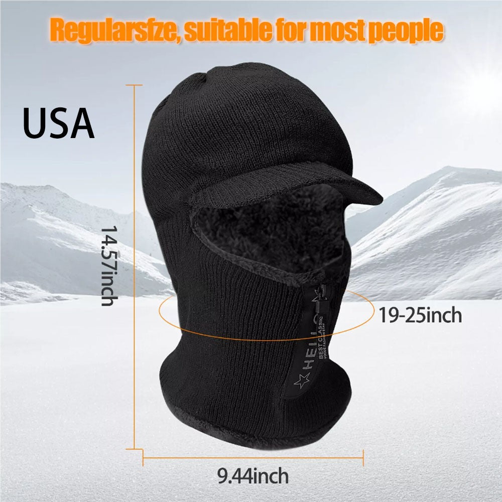 Winter Full Face Ski Mask Balaclava Windproof Fleece Neck Warmer - Black